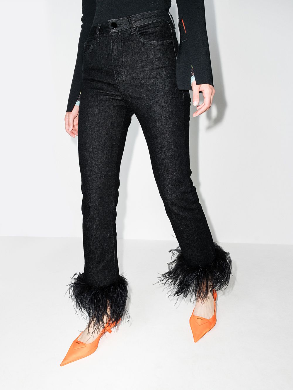 фото 16arlington 16 arl ostrich feather trim hw jeans blk