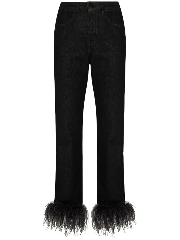 16Arlington feather-trim Jeans - Farfetch