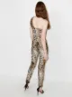 Halpern leopard print one-shoulder jumpsuit