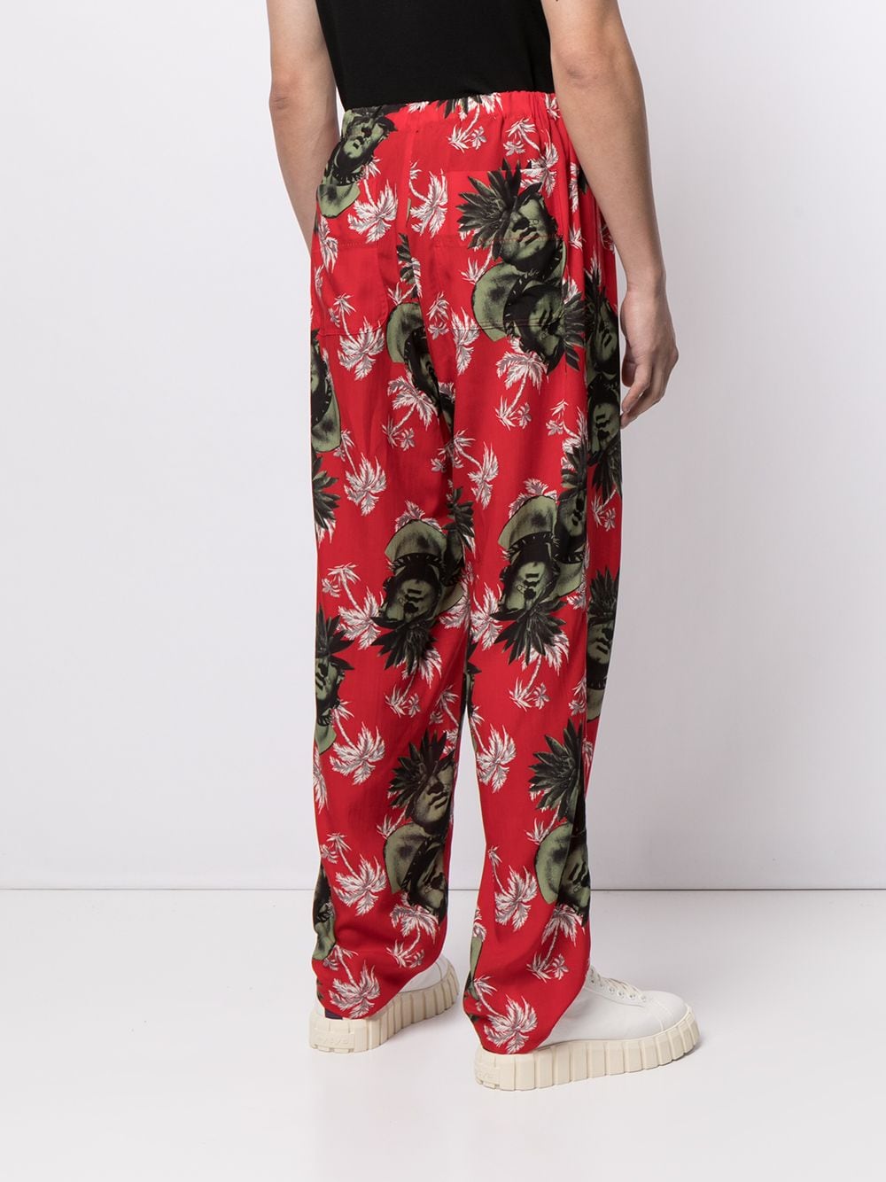 Shop Undercover Printed Straight-leg Trousers In Red