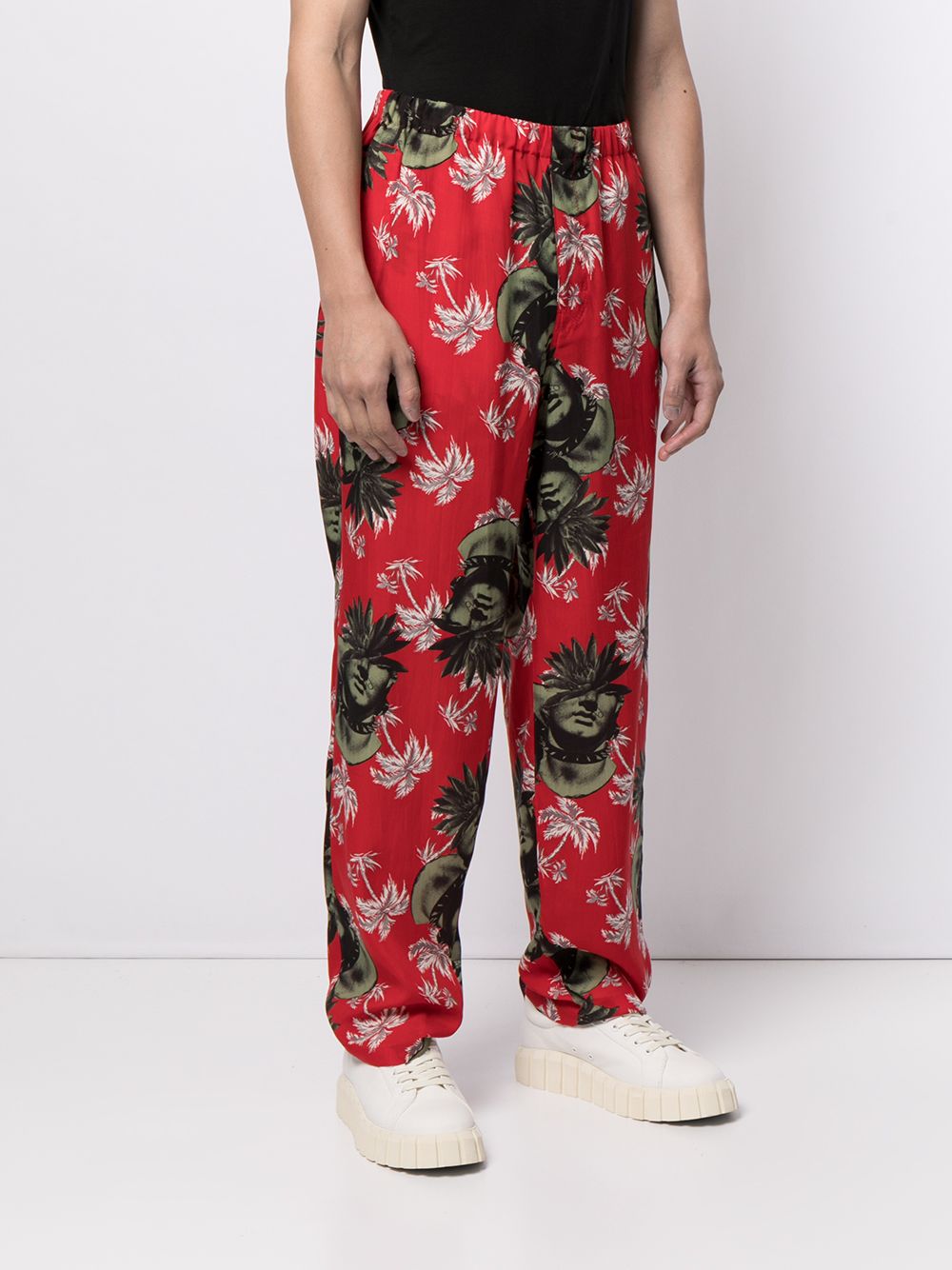 Shop Undercover Printed Straight-leg Trousers In Red