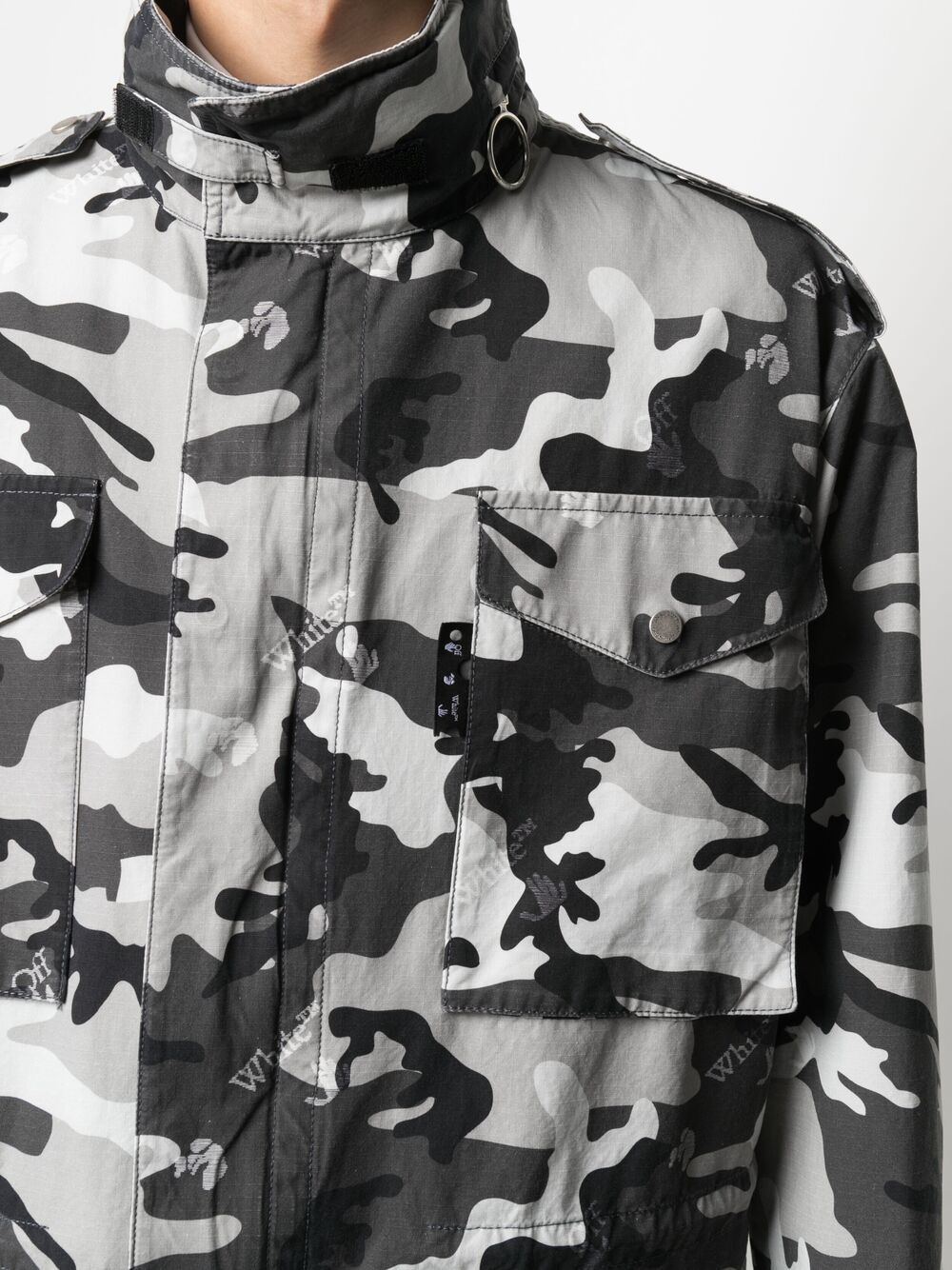 Shop Off-white Camouflage-print Jacket In Grey