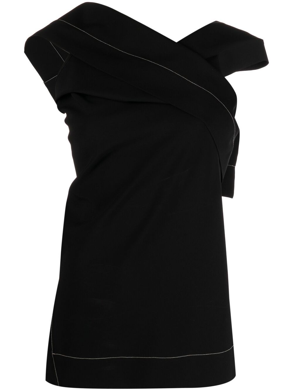 Shop Jil Sander Asymmetric Sleeveless Top In Black