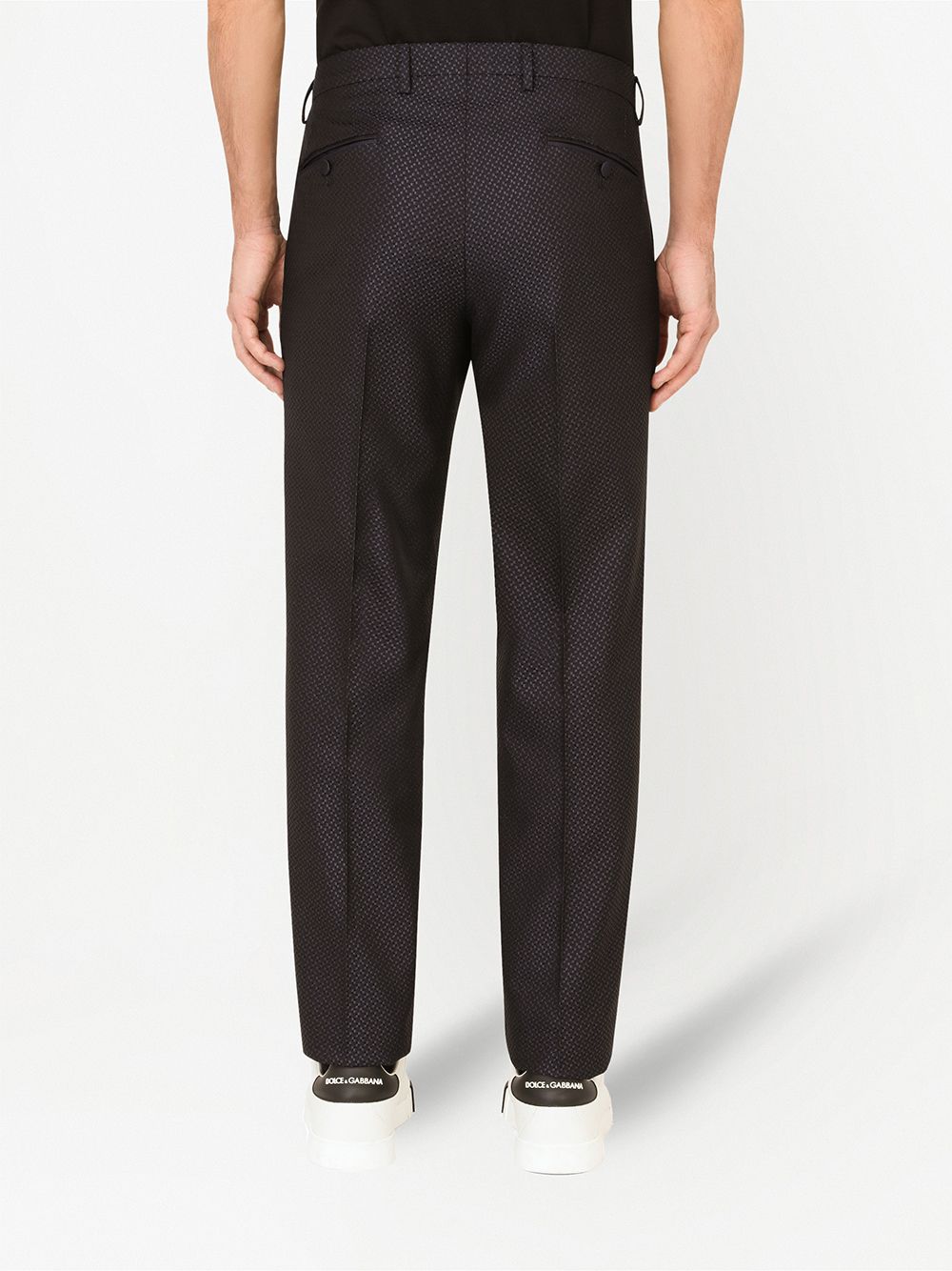 Shop Dolce & Gabbana Jacquard Tailored Trousers In Schwarz