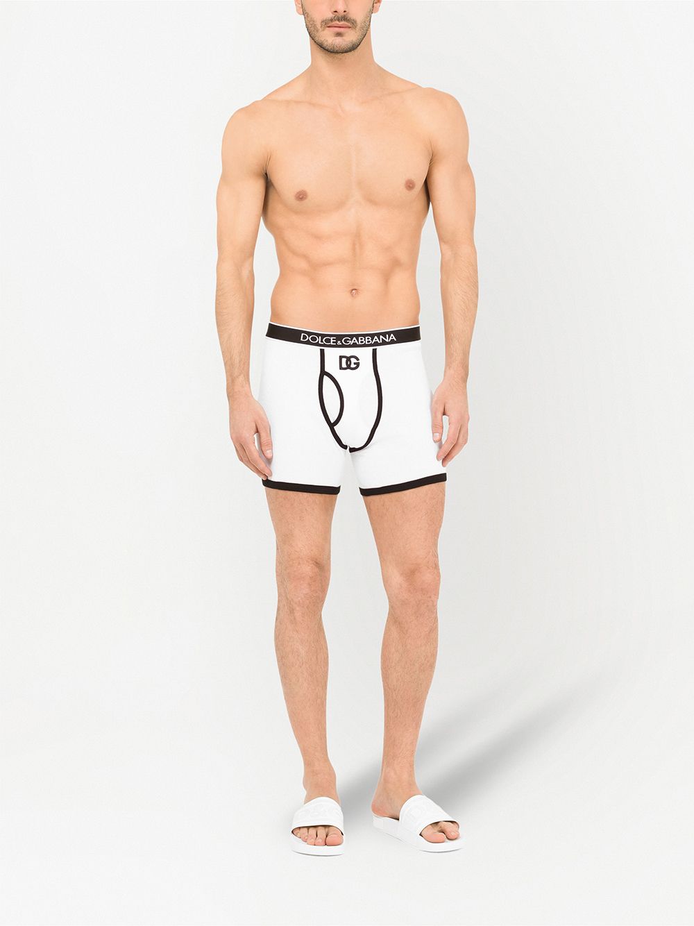 Shop Dolce & Gabbana Dg-logo Long-leg Boxer Briefs In White