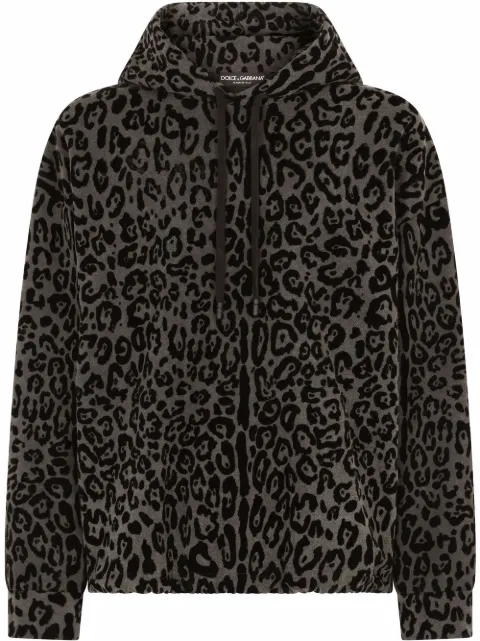 Dolce & Gabbana leopard print drawstring hoodie