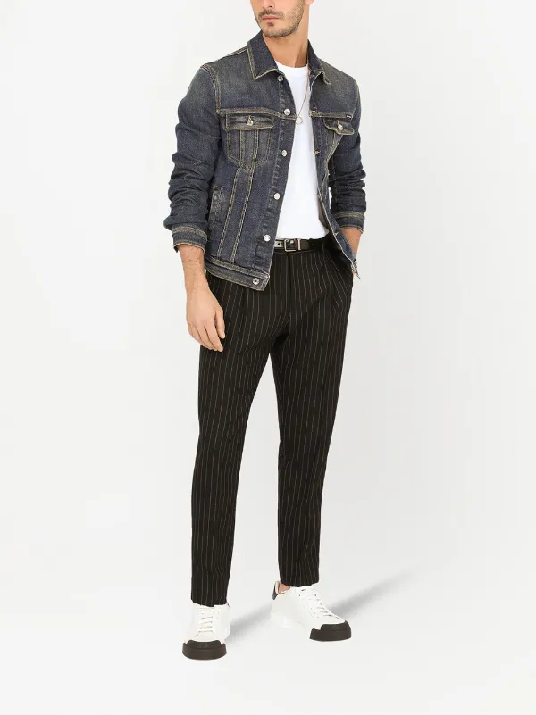 Striped denim jacket store mens