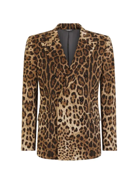 Dolce & Gabbana Terno Sicilia-fit com abotoamento duplo e estampa de leopardo