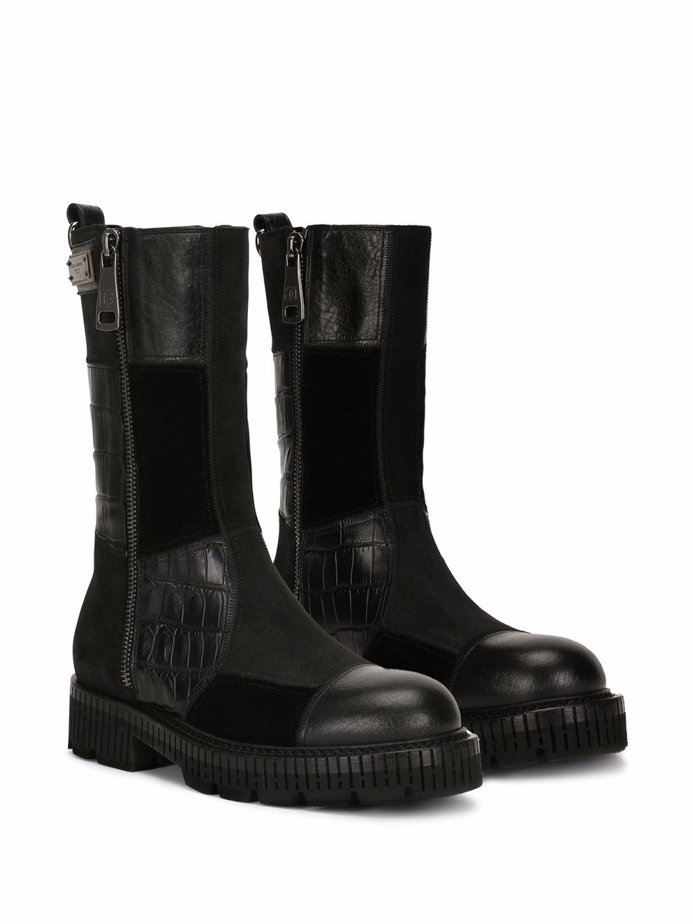 Dolce & Gabbana Combat boots met logopatch - Zwart