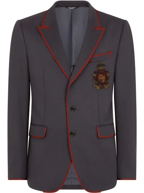 Dolce & Gabbana Deconstructed logo-patch single-breasted blazer