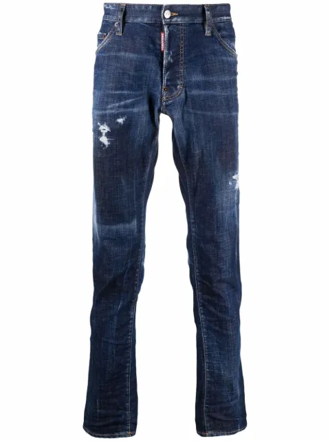 DSQUARED2 ripped-detail straight-leg jeans