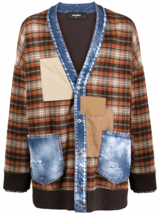 Cardigan con design patchwork Marrone Farfetch Donna Abbigliamento Maglioni e cardigan Cardigan 