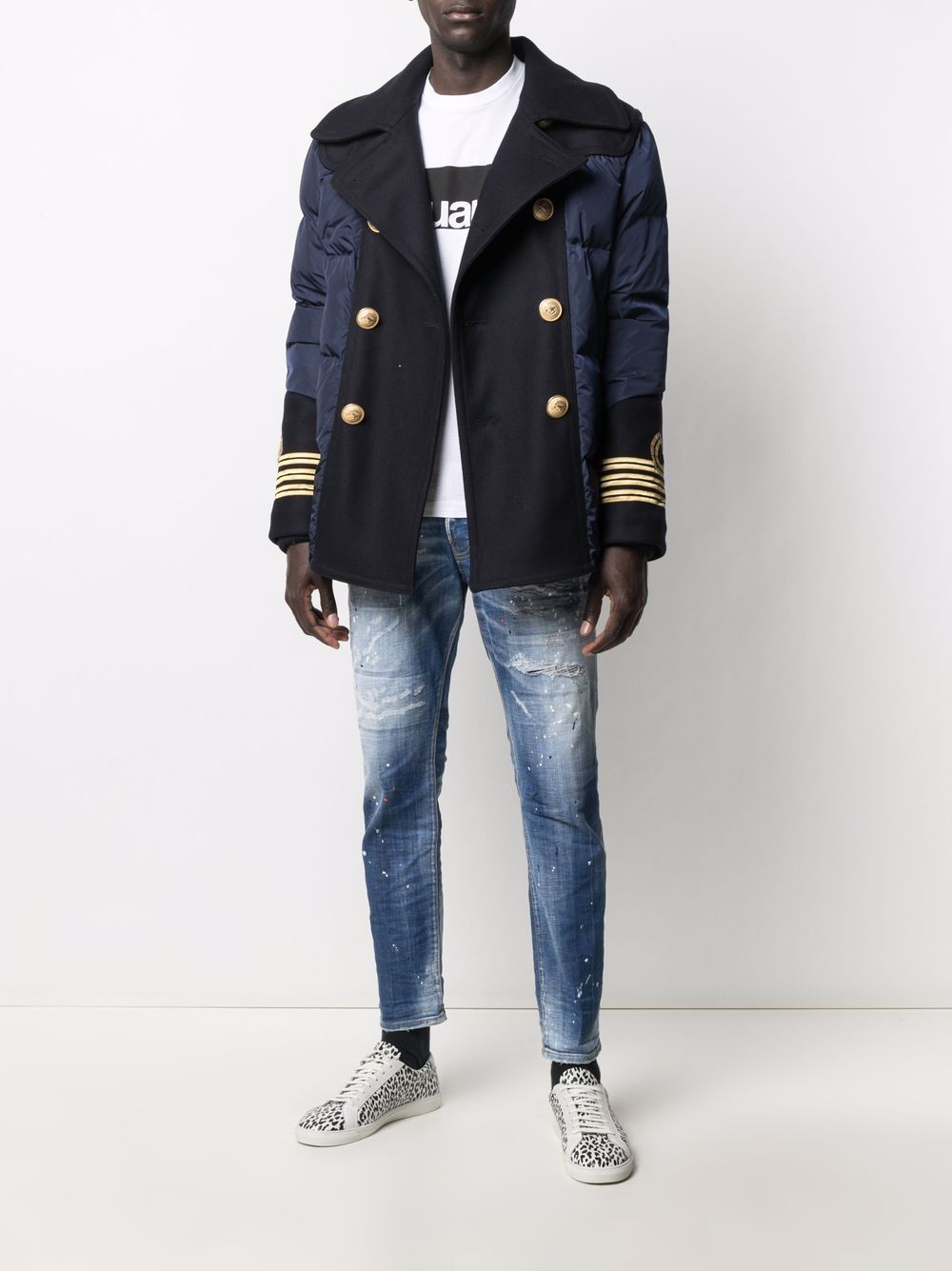 Shop Dsquared2 Double-breasted Puffer Coat In Blau