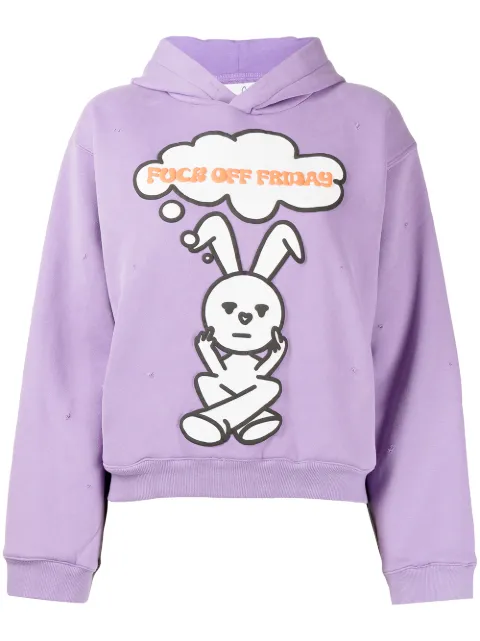Natasha Zinko Friday distressed rabbit-print hoodie