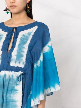 tie-dye flutter-sleeve tunic top展示图