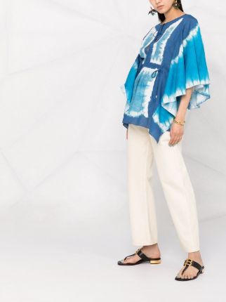 tie-dye flutter-sleeve tunic top展示图