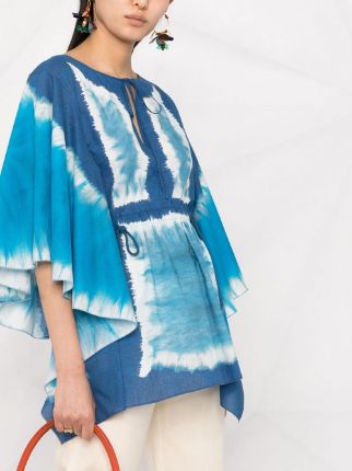 tie-dye flutter-sleeve tunic top展示图