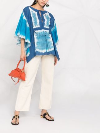 tie-dye flutter-sleeve tunic top展示图