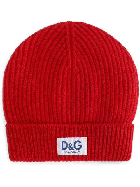 Dolce & Gabbana gorro tejido de canalé con parche del logo