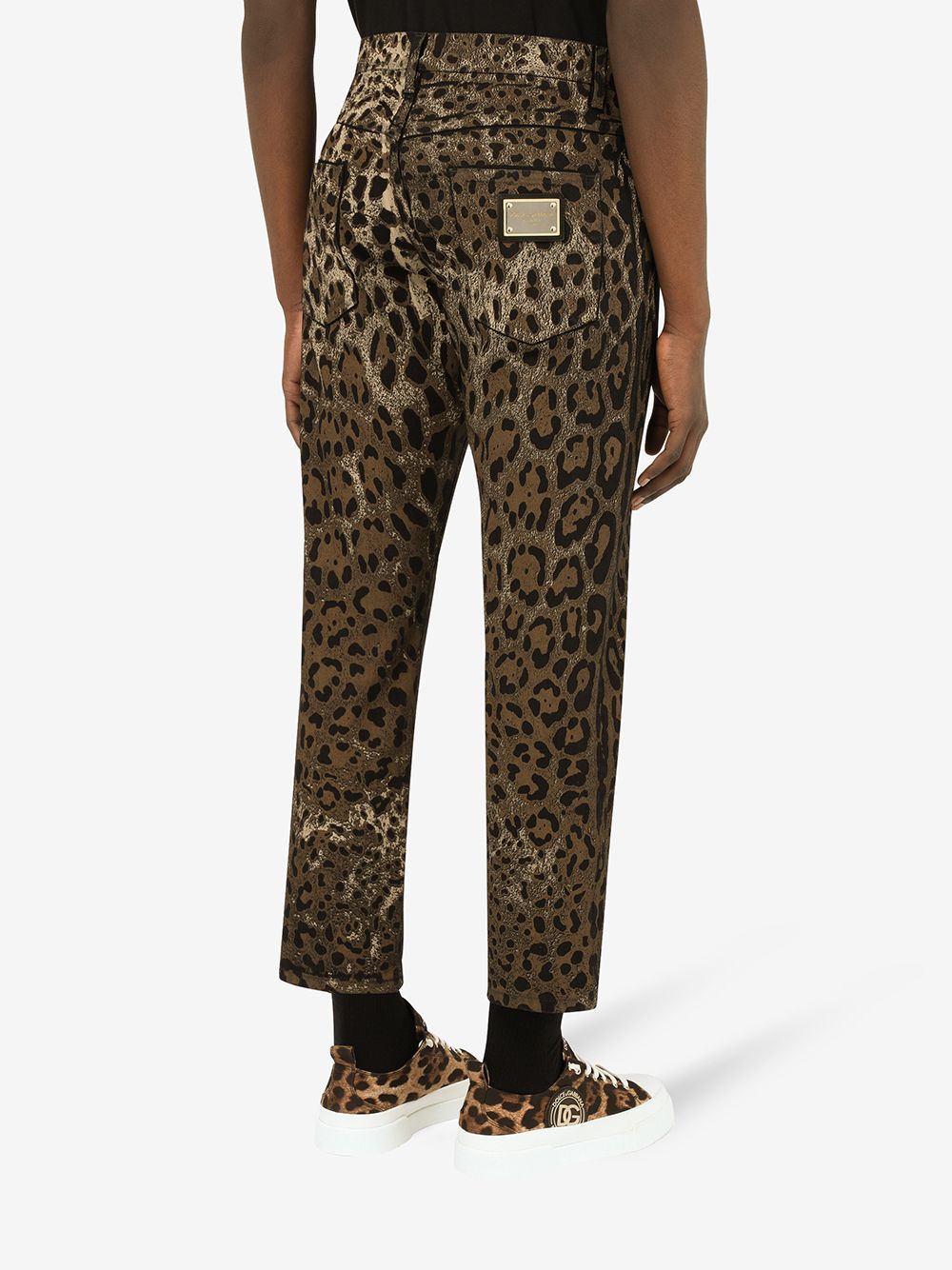 Shop Dolce & Gabbana Leopard-print Cropped Trousers In Braun