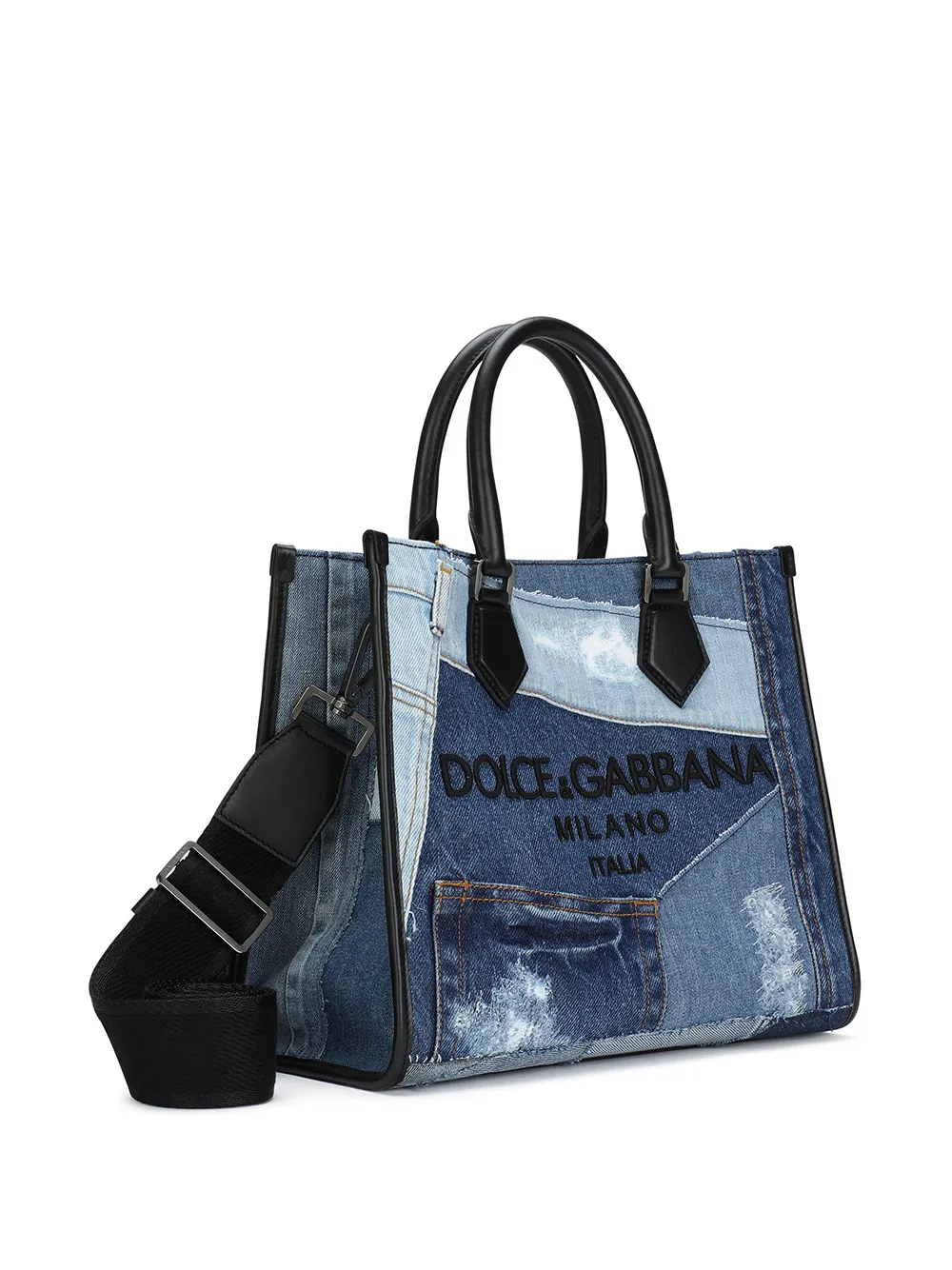 Shop Dolce & Gabbana Denim-patchwork Shopper Bag In Blue