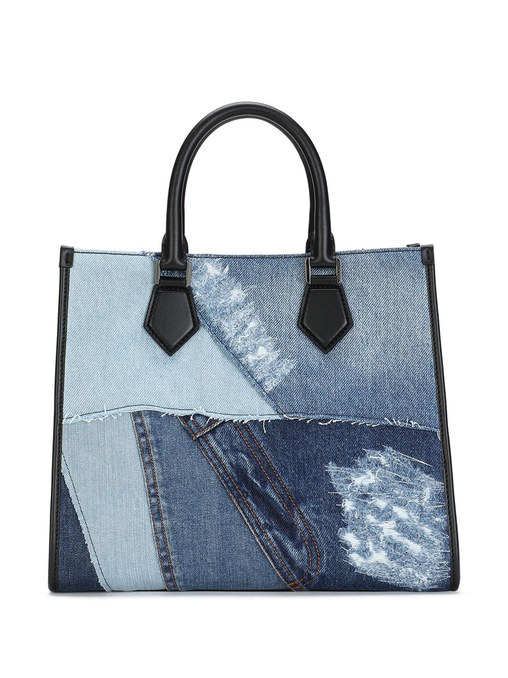 Shop Dolce & Gabbana Denim-patchwork Shopper Bag In Blue