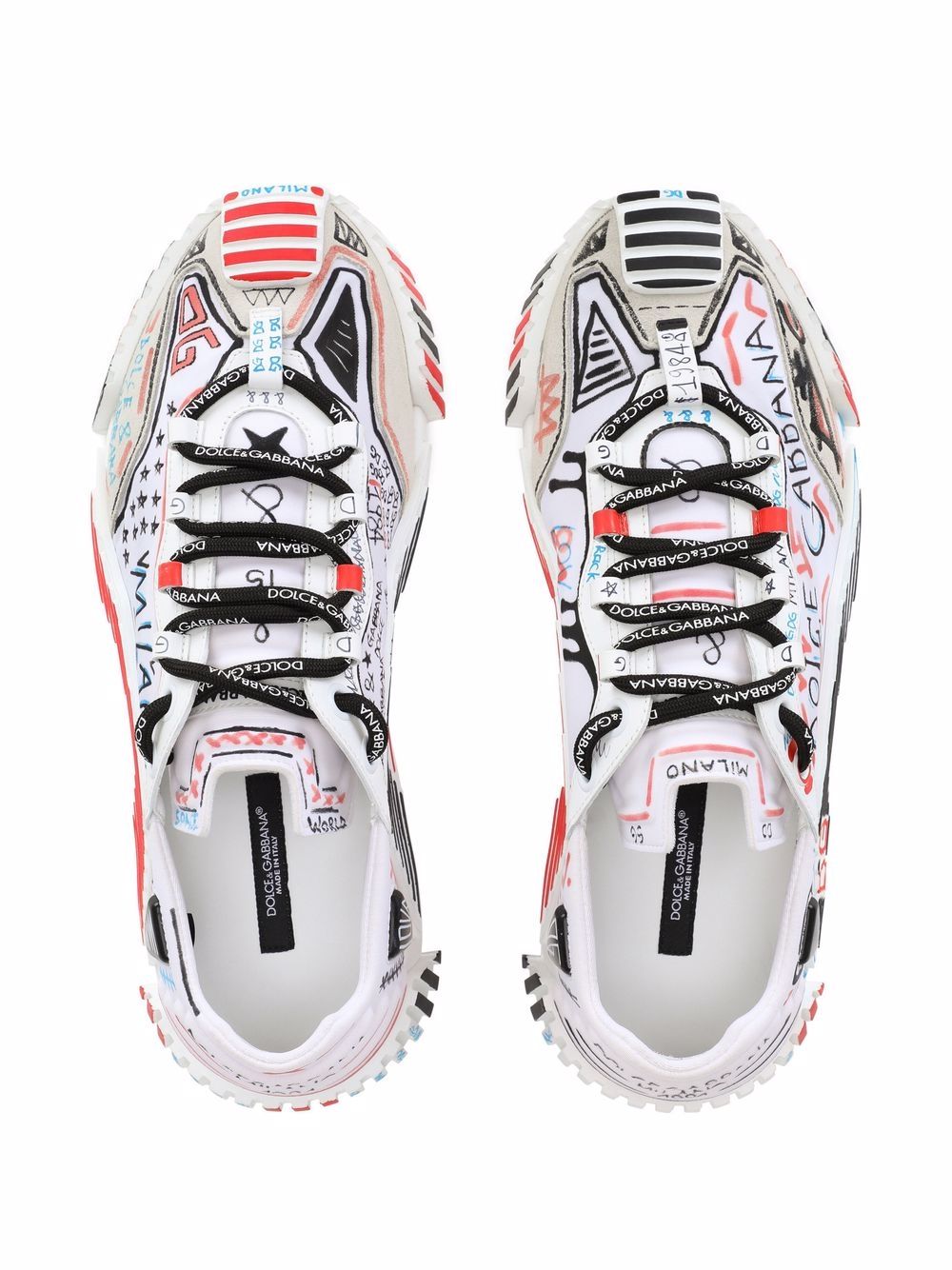 Shop Dolce & Gabbana Milano Ns1 Hand-painted Sneakers In White