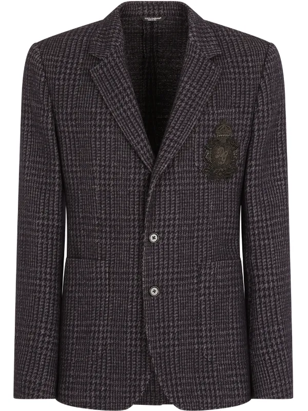 Dolce Gabbana wool-blend Checked Blazer Black FARFETCH