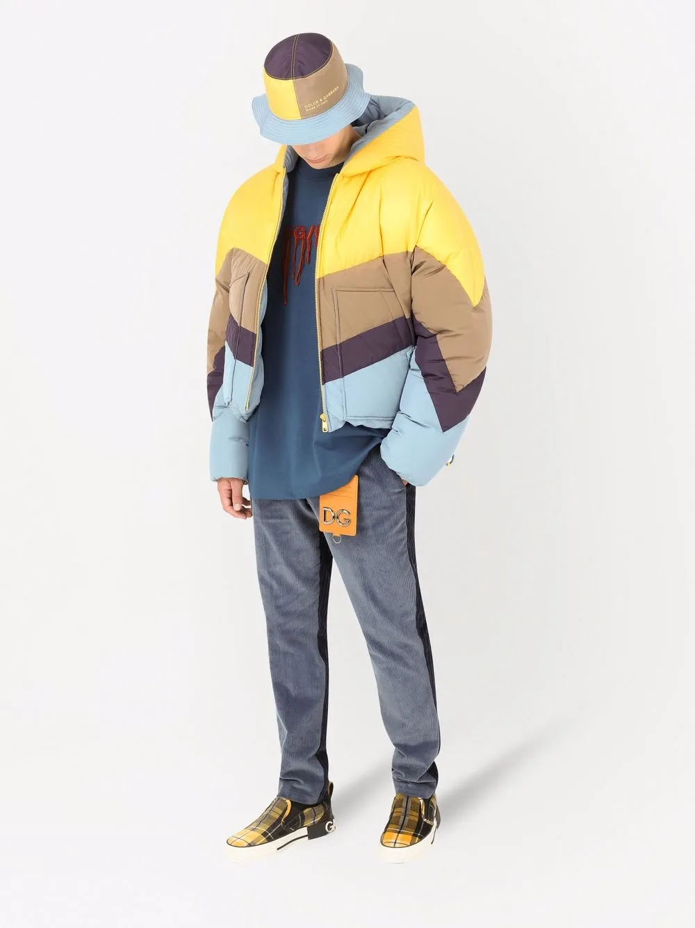 фото Dolce & gabbana пуховик с узором шеврон