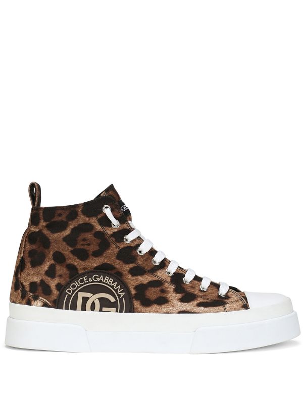 Shop Dolce & Gabbana Portofino high-top leopard print sneakers with Express  Delivery - FARFETCH