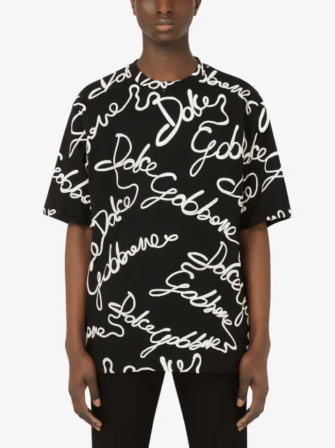 Dolce Gabbana Logo Print Cotton T Shirt Farfetch