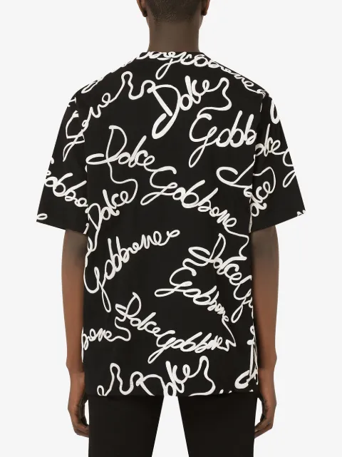 Dolce Gabbana Logo Print Cotton T Shirt Farfetch