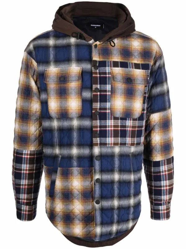 checked hooded jacket