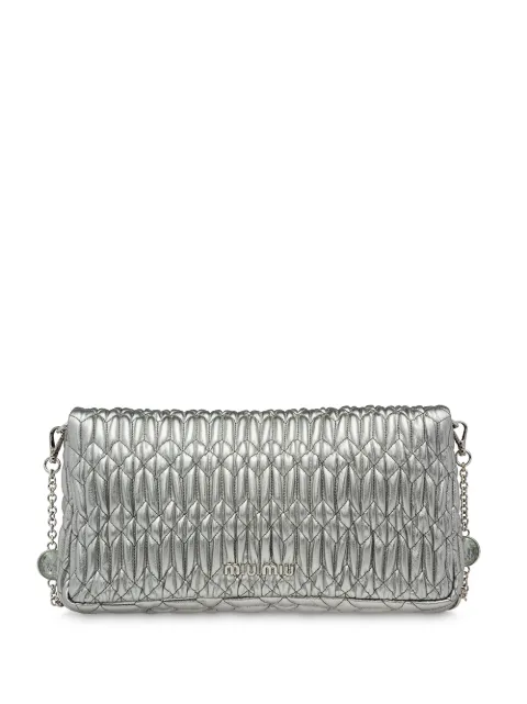 miu miu iconic crystal cloqué nappa leather bag