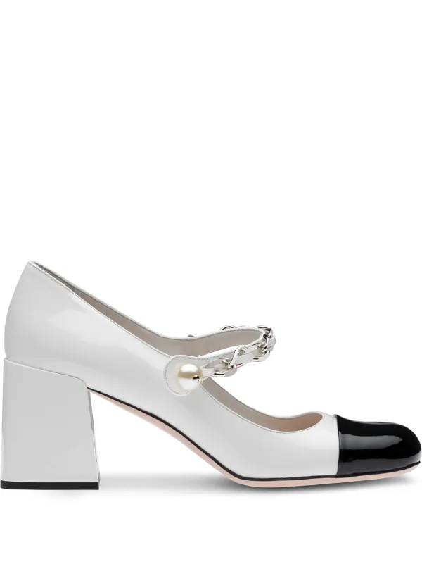 Miu Miu Chain Pearl Strap Pumps - Farfetch