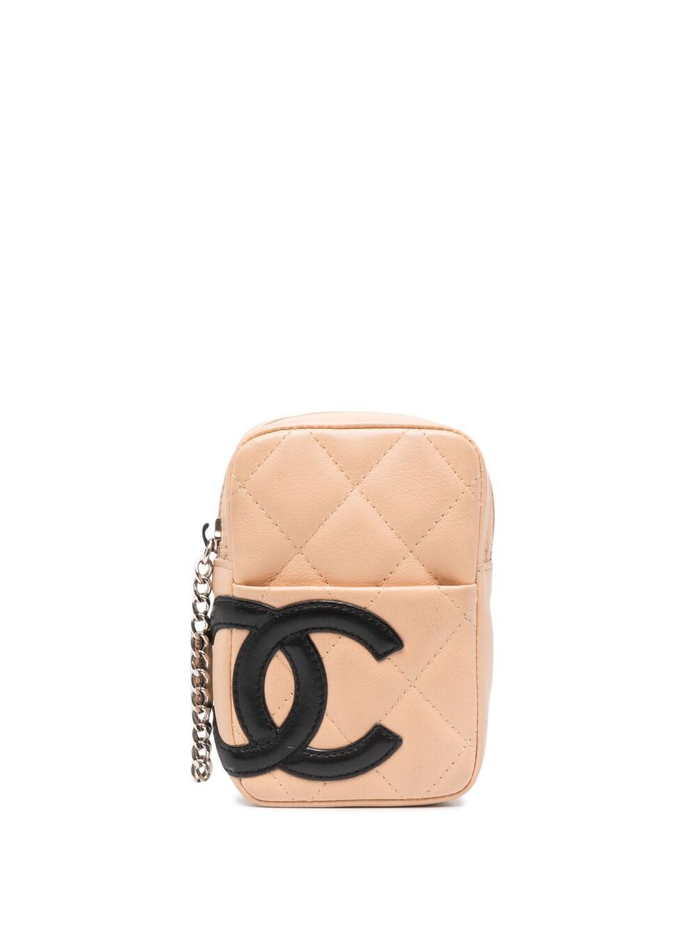 Pre-owned Chanel 2010 Cc Cambon Line Pouch In Neutrals