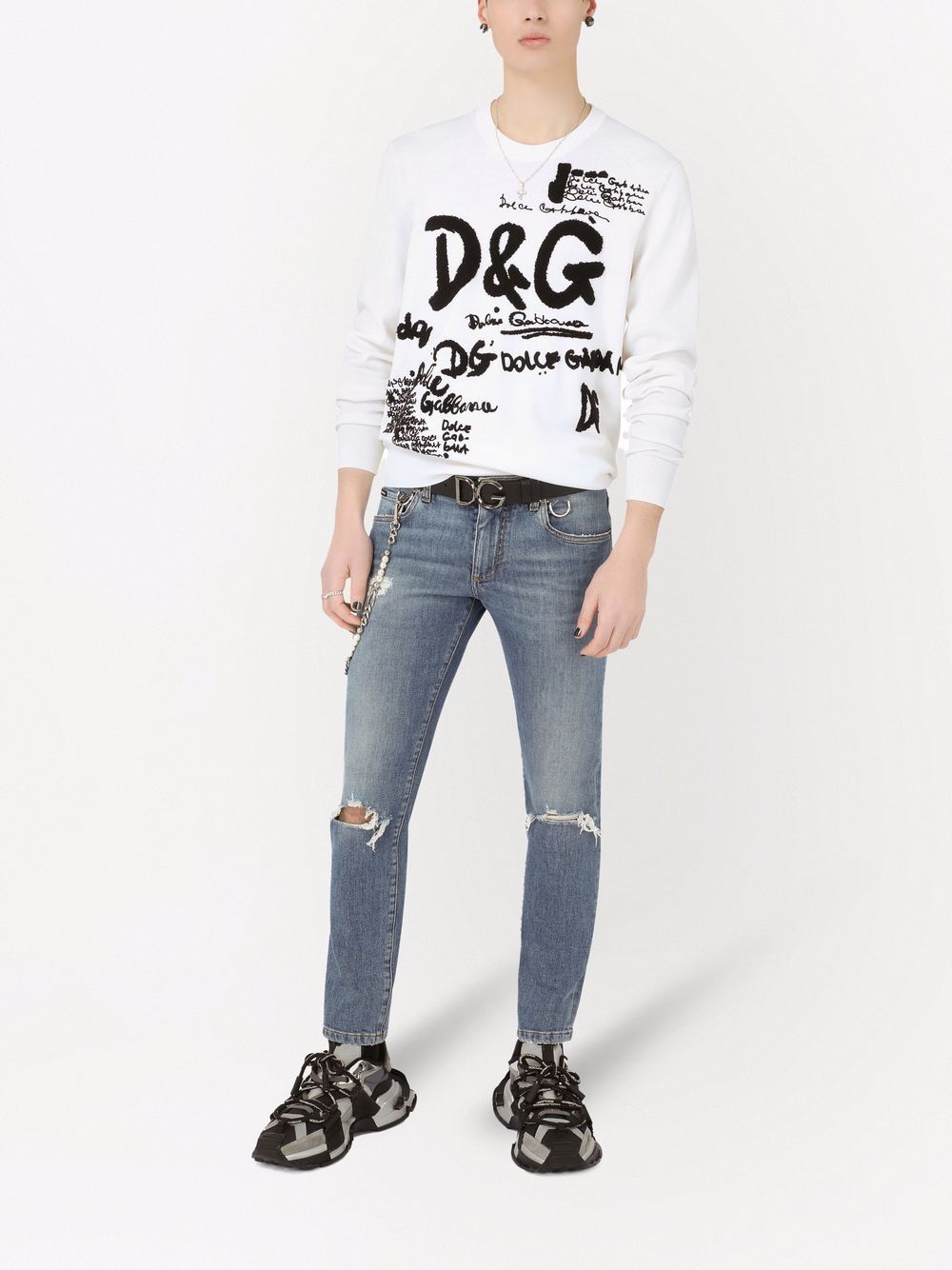 Dolce & Gabbana Jeans met gescheurd detail - Blauw