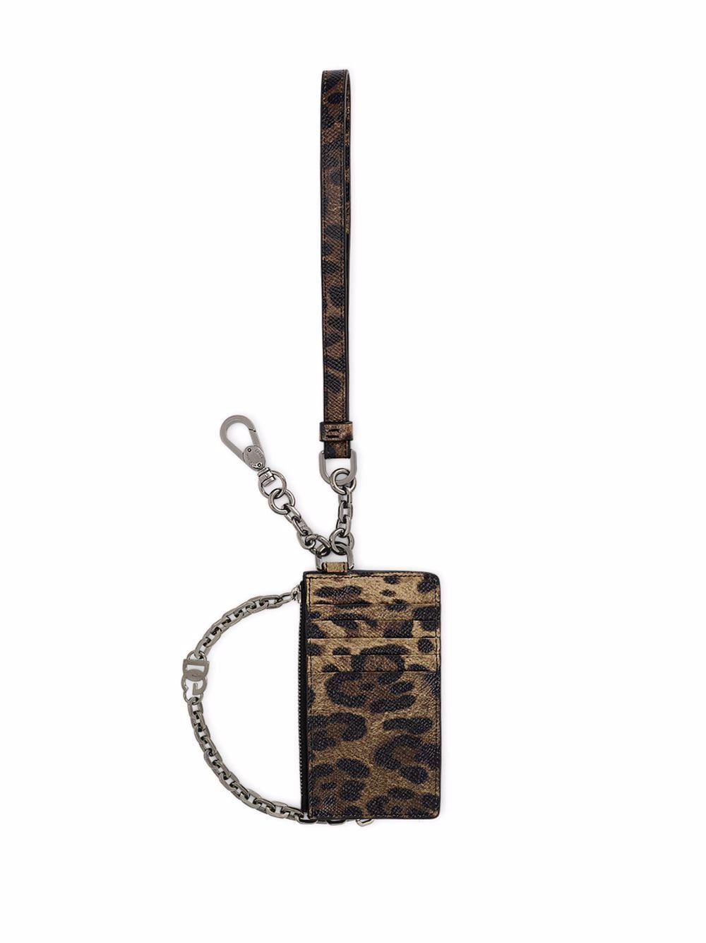Shop Dolce & Gabbana Leopard-print Leather Card Holder In Brown