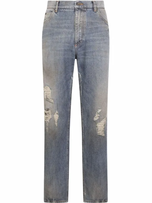 Dolce \u0026 Gabbana Jeans Anchos Con Detalles Rasgados - Farfetch