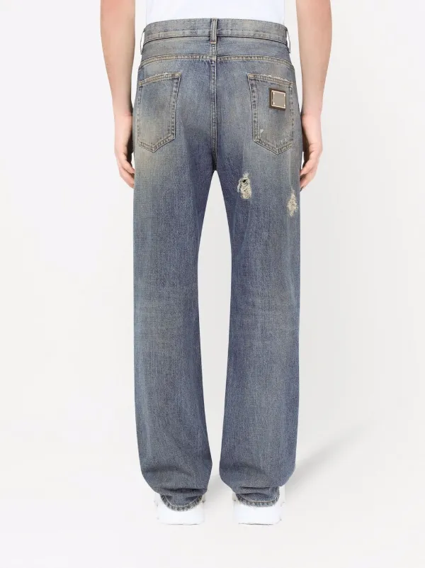 Dolce \u0026 Gabbana Ripped wide-leg Jeans 