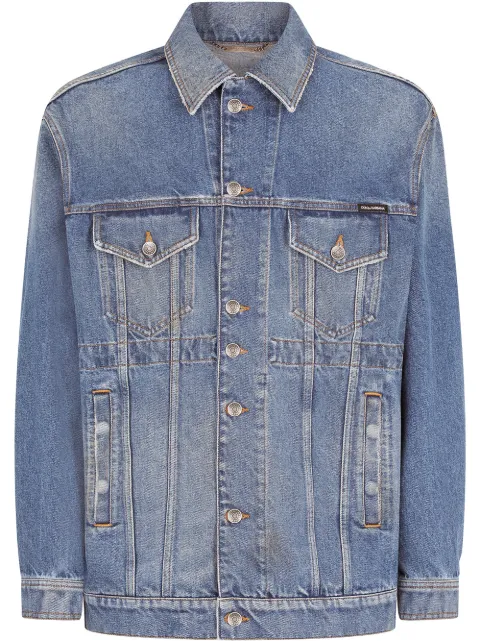 Dolce & Gabbana Jaqueta jeans com placa de logo