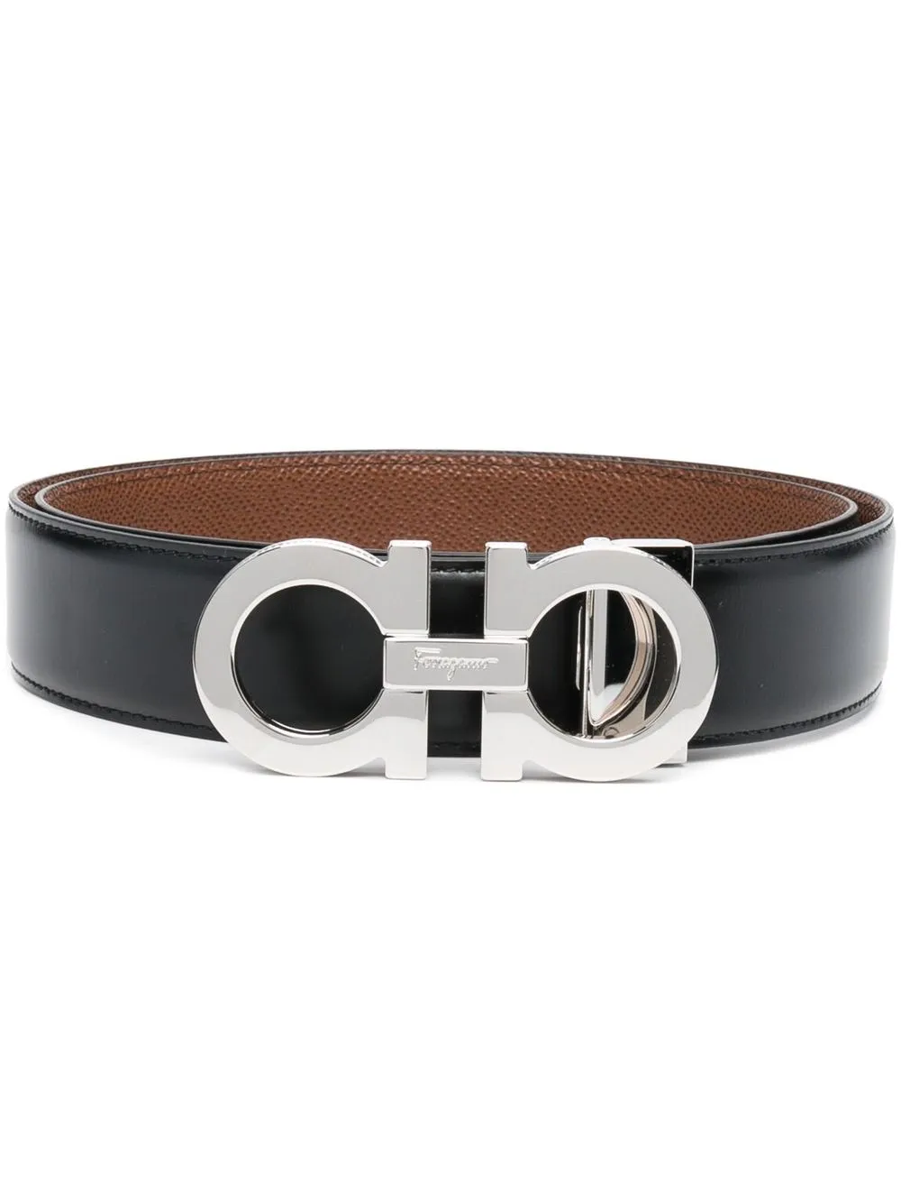 

Ferragamo Gancini-buckle leather belt - Black