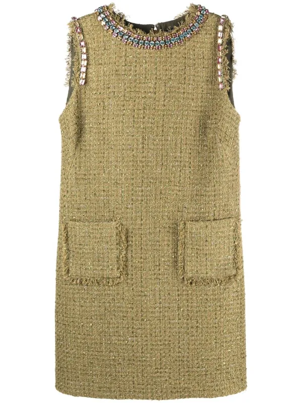 sleeveless tweed dress