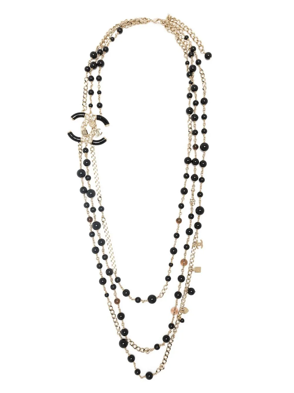 Pre-owned Chanel 2018 Runway Collection Pearl-embellished Layered Necklace In Black