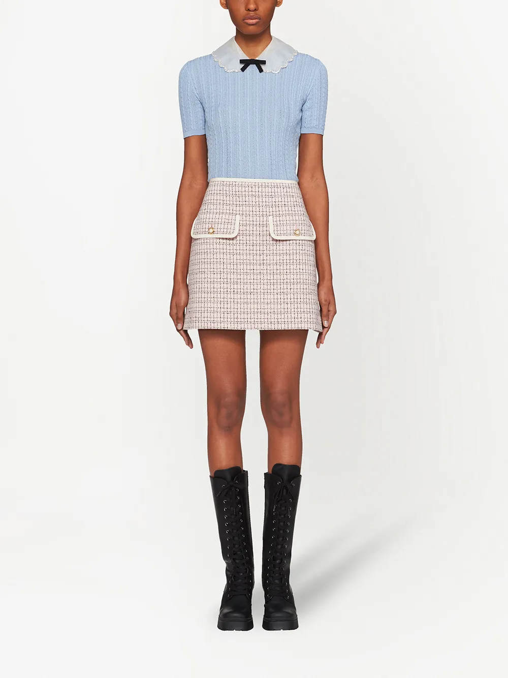 Image 2 of Miu Miu plaid A-line mini skirt