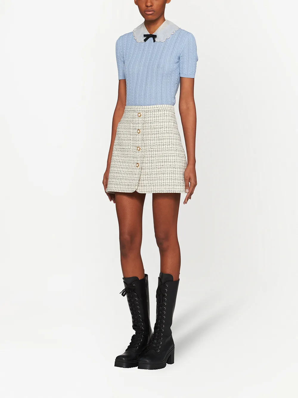 Image 2 of Miu Miu plaid buttoned miniskirt