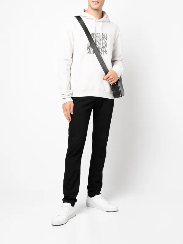 Saint Laurent Optical illusion-print Relaxed Hoodie | Grey