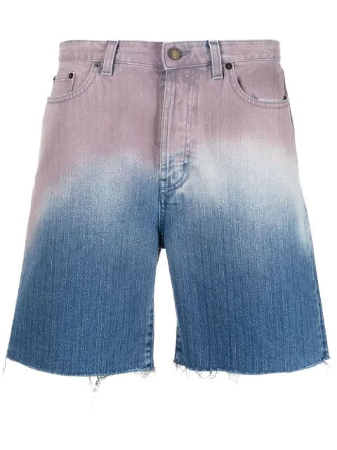 Saint Laurent shorts de mezclilla con efecto degradado