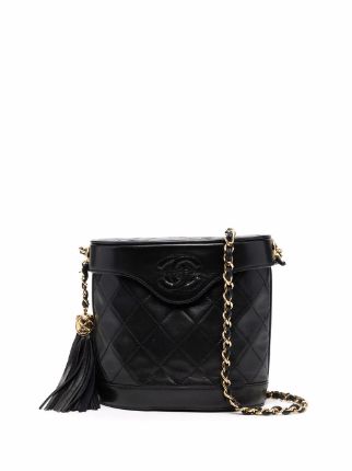 CHANEL Pre-Owned 1990s CC diamond-quilted Tassel Bucket Bag - Farfetch