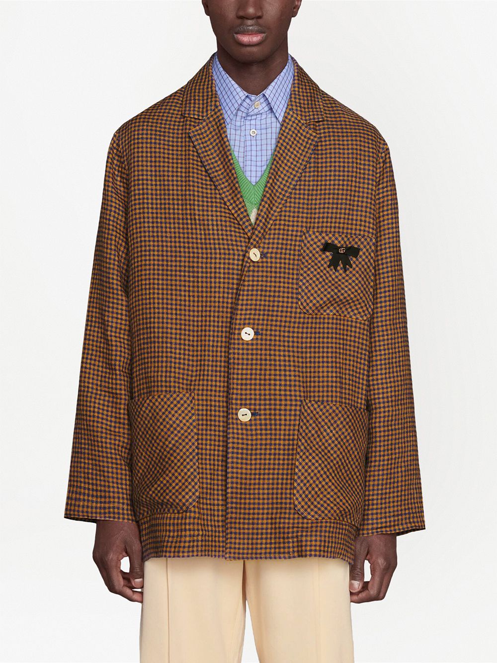 Shop Gucci Notched-lapel Single-breasted Jacket In Brown